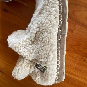 LLBean womens cozy slipper booties, pile fleece